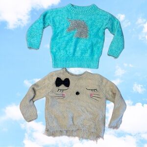 Set of 2 - Cat and Jack and H&M fuzzy sweaters size 2T